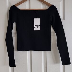 Zara Women's Off-the-Shoulder Black Sweater